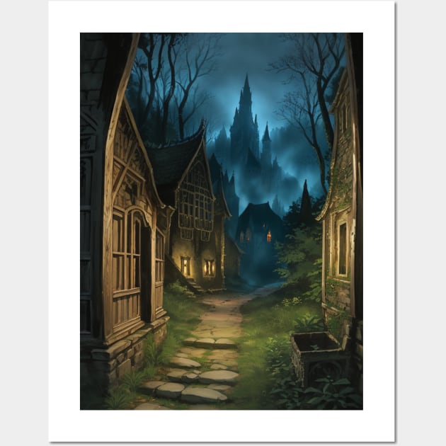 DND Scene - Gothic Horror Village Wall Art by CursedContent